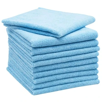 Imagen de ZOLLNER Set de 10 paños Microfibra para un Brillo sin Rayas Limpieza Pelusas y Muy absorbentes Lavables hasta 60C 32x32cm en azúl Calidad hotelera