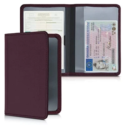 Imagen de kwmobile Funda para carné de conducir Estuche neopreno permiso circulación con espacio tarjetas violeta burdeos
