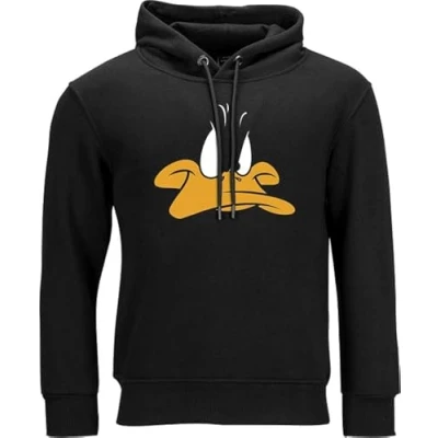 Imagen de Looney Tunes Sudadera con capucha Daffy Duck sin bolsillos 80% algodón orgánico, 20% poliéster reciclado sostenible duradero, Negro , S