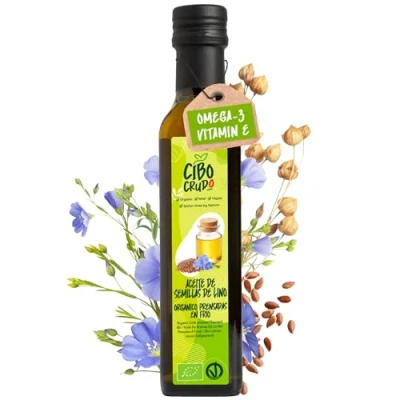 Imagen de Aceite de Lino Ecologico 250ml. Comestible Prensado en Frío Crudo Puro y Bio. Rico Antioxidantes Calcio Omega 3.