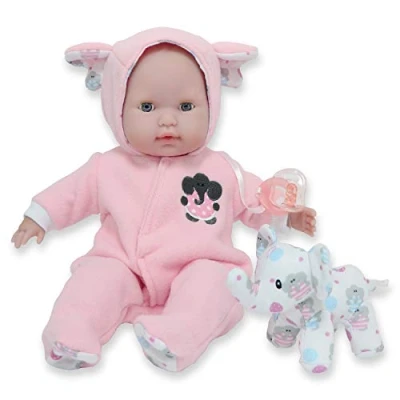 Imagen de JC Toys Muñeca Berenguer Boutique de 38 cm, Cuerpo Blando, Sus Ojos se abren y cierran, Incluye Ropa Peluche Elefante, Rosa, diseñado por Berenguer, +2 años