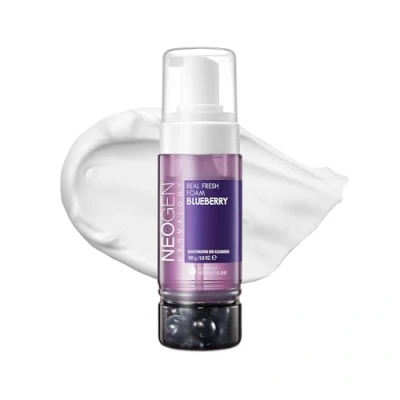 Imagen de DERMALOGY by NEOGENLAB Limpiador de Espuma fresca real, Blueberry 5.6 Fl Oz (160g) limpiadora suave hidratante con arándanos reales, belleza limpia Cuidado la piel coreano