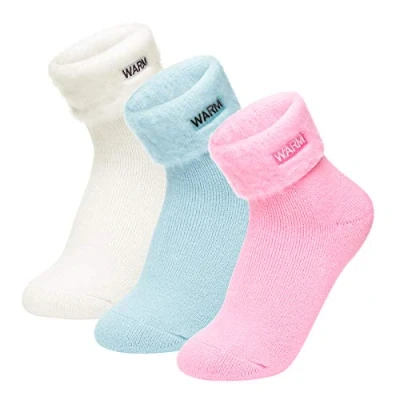 Imagen de Homealexa 3 Pares Calcetines Térmicos Cálidos para Mujeres y Hombres, de Invierno Punto con Interior Felpa, Gruesos Suaves