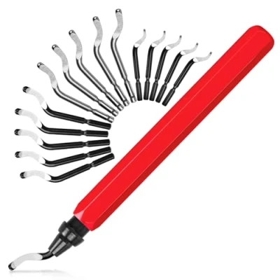 Imagen de Desbarbador Metal, shirylzee Universal con 15 Piezas Cuchillas de Repuesto, 360 Giratorio escariador para Acero, Plástico, Aluminio, Cobre, Impresora 3D