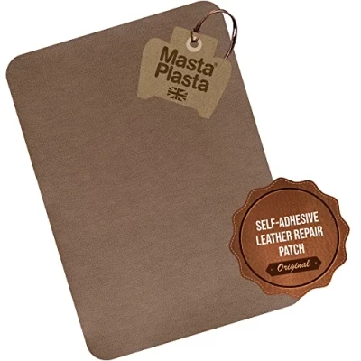 Imagen de MastaPlasta Parche Autoadhesivo para Reparación de Cuero y más. XL: 28cm x 20cm. Elija Color. Tapicería calidad. Reparar sofás, asientos auto, bolsos, chaquetas…