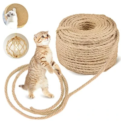 Imagen de JOYUE 6MM Natural Cuerda de Sisal para Reemplazar y Reparar Tablas Rascar Gato, Árbol Rascador, Postes Rascado, Torres Decoración Artesanías Bricolaje Jardín Doméstico, 15M