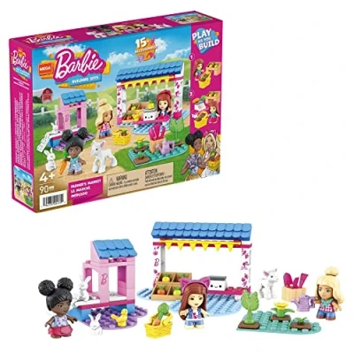 Imagen de Mega Construx Barbie Mercado, Tiendas con muñecas, Bloques de construcción y Accesorios Juguete (Mattel HDJ85)