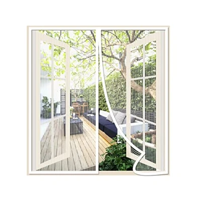 Imagen de Risareyi Mosquitera Ventana Magnetica 65x70cm, Blanco Cortinas Puerta con Imanes, Cierre Automático, Que Entre Aire Fresco