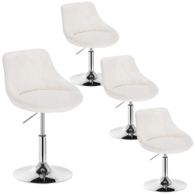 Imagen de WOLTU 4X Taburetes Altos Cocina con Respaldo Cuero Sintetico Regulables en Altura Taburete Giratorio Peluquería Sillas Bar de Escritorio, del Asiento 42 58 cm, Blanco BH241ws 4
