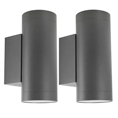 Imagen de Klighten 2 Piezas Aplique de Pared Exterior Arriba Abajo Lámpara IP65 Moderna Aluminio para Entrada Pasillo Jardín, Casquillo GU10, Bombilla no Incluida, Gris Oscuro