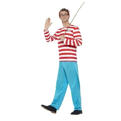 Imagen de Smiffys Disfraz de ¿Dónde está Wally?, Rojo y blanco, con chaqueta, pantalón, gafas gorro