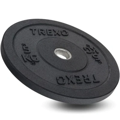 Imagen de TREXO Discos Pesas Bumper Olímpicos de 5kg Gym Goma para Barra Olímpica 50 mm Diámetro Resistentes Fitness Entrenamiento Fuerza Crossfit en Casa TRX BMP005