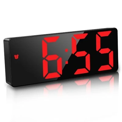 Imagen de JQGo Reloj Despertador Digital, Pantalla LED Grande, Alimentado por Batería, Alarma Activada Sonido, con de Fecha y Temperatura Función Despertado, Rojo