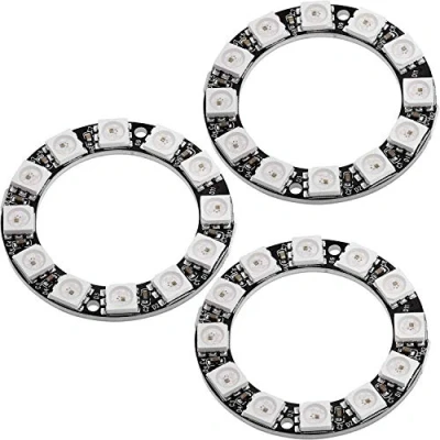 Imagen de AZDelivery 3 x RGB LED Ring 5V compatible con WS2812B 12 Bit 38mm Arduino E Book incluido!