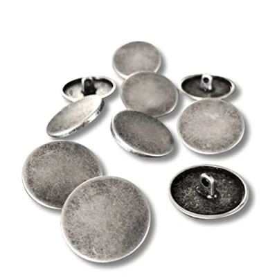 Imagen de Botones planos de metal plateado mate 10 mm, 15 18 20 22 mm o 25 (10 unidades) (22 mm)
