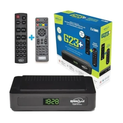 Imagen de Receptor TDT HD DVB T2 Digiquest G23 HEVC H.265 10bit Full FTA, Sintonizador HD, T2, USB, HDMI, SCART, Ethernet LAN RJ 45, Mando a distancia adicional para personas mayores, Negro, Plástico
