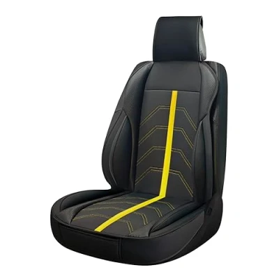 Imagen de SUMEX Respaldo de Asiento para Coche Modelo Potenza Color Negro y Amarillo Funda Deportiva Universal Impermeable Piel Sintetica