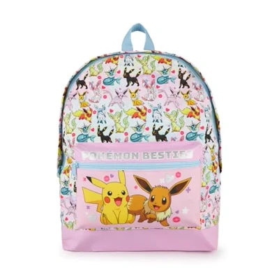 Imagen de Pokémon Mochila escolar Girls Pink Glitter Diseño de Eevee Besties con Pikachu Bolsa ensueño para un sinfín diversión y días escolares más allá
