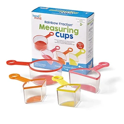 Imagen de Learning Resources Tazas medidoras arcoíris (Juego de 4), recursos didácticos para fracciones, Suministros Cocina Hornear y Escuela, Multicolor, Medium (HM93439 UK)
