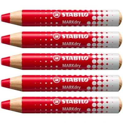 Imagen de STABILO Marcador para pizarra blanca y de papel MARKdry Caja con 5 unidades Color rojo
