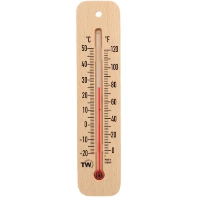Imagen de Termómetro tradicional de madera para medir la temperatura ambiente, se puede utilizar en interiores o exteriores y es ideal el hogar, oficina, jardín, invernadero garaje