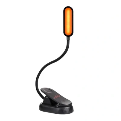 Imagen de Amber Book Light, bloqueo de luz azul, lectura regulable con clip 1600 K, LED cálido para leer en la cama, batería recargable incorporada 1000 mAh, compatible Kindles