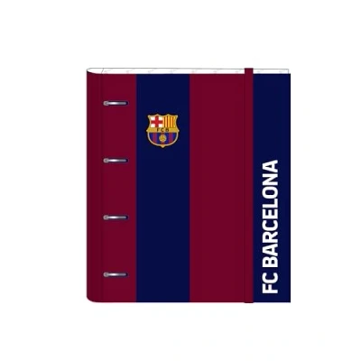 Imagen de F.C. BARCELONA Carpeta 4 Anillas de 35 cm con 100 Hojas A4, Ideal para Niños Diferentes Edades, Cómoda y Versátil, Calidad Resistencia, 27x3.5x32 cm, Color Azul marino/granate