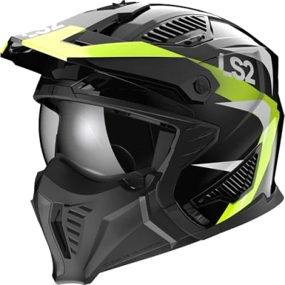 Imagen de LS2, Casco Moto Jet/Modular DRIFTER TRIALITY Gloss Black H V Yellow, M