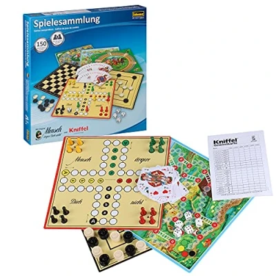 Imagen de Idena 6102589 Colección de juegos con 150 juegos, incluidos los originales Mensch ärgere Dich nicht y Kniffel, para 1 a 8 jugadores partir 6 años