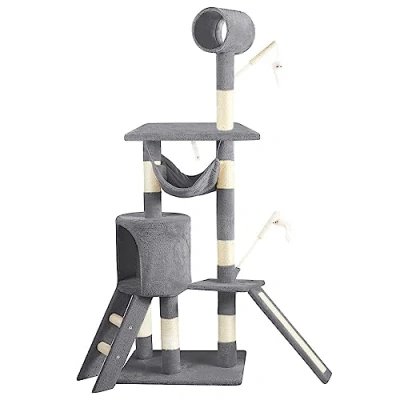 Imagen de VOUNOT Árbol Rascadores para Gatos Grande con Plataformas y Refugios, XXL 154cm, Gris