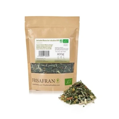 Imagen de FRISAFRAN Infusión Ecológica Alcalino Bio a Granel 200g té alcalina Deliciosa y Saludable Antioxidantes Digestiva Mineralizada Salud Bienestar hierbas alcalinas