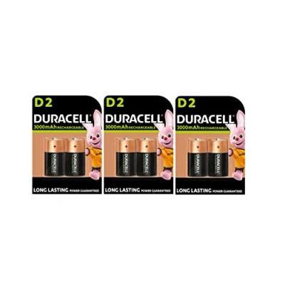 Imagen de 6 pilas Duracell D recargables 3000 mAh (3 blísters de 2 baterías)