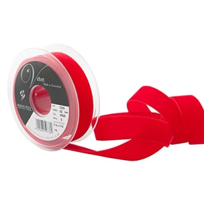 Imagen de Berisfords Cinta de Terciopelo, Rojo, 10.2 x 3.0 cm
