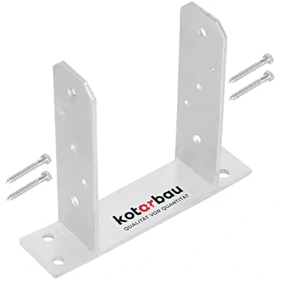 Imagen de KOTARBAU® Soporte para Postes de Madera en U 140 mm Acero Galvanizado Poste Atornillar Base atornillable Hormigón con placa Anclaje Suelo Plateado