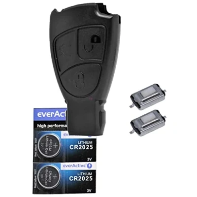 Imagen de Llave de coche Smartkey mando a distancia transmisor 3 botones carcasa 2 x microbotones CR2025 batería para Mercedes Benz
