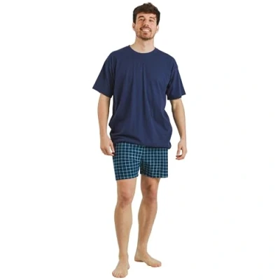 Imagen de TRAMAS+ Pijama Hombre Verano 100% Algodón, Conjunto de Camiseta Manga Corta y Pantalon Corto, Cómodo Fresco XL, Edesia Azul