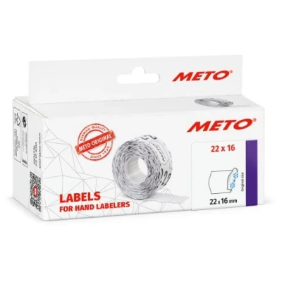 Imagen de Meto Etiquetas para etiquetadoras manuales (22x16 mm, 2 líneas, Blanco, 6000 Unidades, Permanente multifunción congelación, Contact, Sato, Avery, Tovel, Samark, etc.)