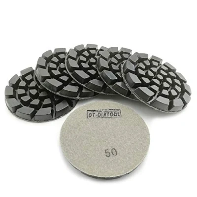 Imagen de DT DIATOOL Almohadillas de Pulido Diamante 100mm 6 Piezas #50 Seco o Húmedo para Hormigón Cemento Terrazo Suelo
