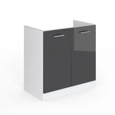 Imagen de Vicco Armario bajo para Fregadero R Line, Antracita Alto Brillo/Blanco, 80 cm sin encimera