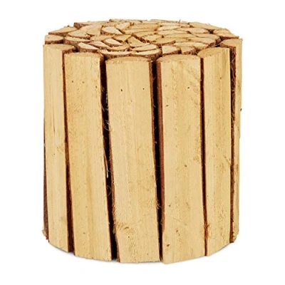 Imagen de Relaxdays Soporte Macetas, Madera, Redondo, Aspecto Natural, Maceteros, Pedestal Plantas, 20,5 x 20 cm, Color Natural