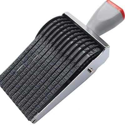Imagen de Zeng sello de numeración Oficina 11 Bandas 5 x 4.5mm Caucho A Z 26 letras/0 9 (10Números) Números Gris/Negro alfanumérico inglés Tamaño impresión x57 mm