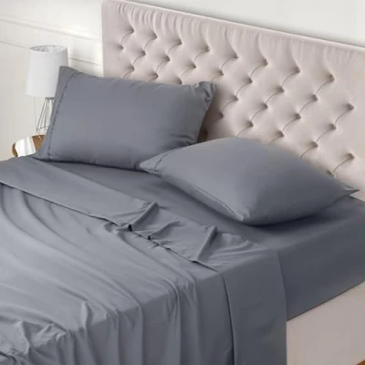 Imagen de Utopia Bedding Juego de Sabanas 4 Piezas 135x190 Poliéster Microfibra Cepillada Sábana Bajera, Plana y 2 Fundas Almohada 50x75 (Cama 135, Gris)