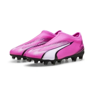Imagen de Puma Ultra Match Laceless FG/AG JR Unisex Botas de fútbol con tacos para niños, Talla: 33, Poison pink/white/black Zapatos