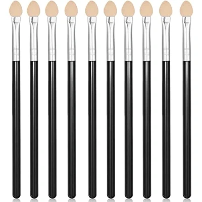 Imagen de 10 Piezas Cepillo de Sombra Ojos con Mango Largo,Esponja Goma Maquillaje Pinceles Herramienta Aplicador para Mujeres y Niñas