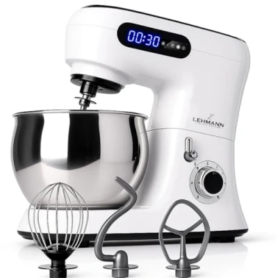 Imagen de Lehmann Máquina de cocina premium con pantalla electrónica Batidora multifunción cuenco acero inoxidable 5 L 2300 W 6 velocidades Incluye batidor