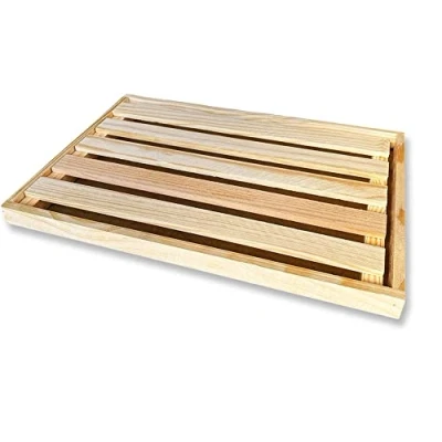 Imagen de tabla para cortar pan con recogemigas, cortadora de rejilla extraíble recoger migas, hecho madera gran capacidad, renovable natural (35x25)