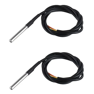Imagen de BOJACK 1M Sensor de Temperatura Sonda Impermeable Compatible con Arduino y Raspberry Pi Paquete Acero Inoxidable (Paquete 2 Piezas)