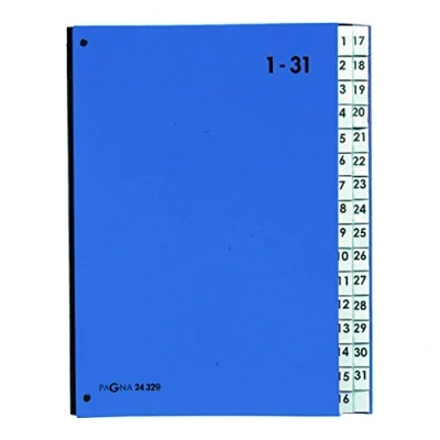 Imagen de Pagna 24329 02 Carpeta clasificadora (cartón, 32 separadores, números 1 31, 3 agujeros), color azul