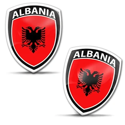 Imagen de Biomar Labs 2 pegatinas 3D de gel silicona para coche, motocicleta, bicicleta, ventana, puerta, tableta, portátil, Albania, bandera F 215