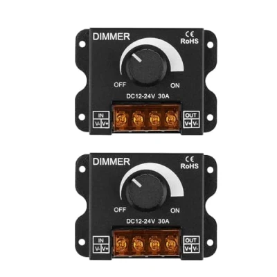 Imagen de GERUI LED leisten Dimmer,DC 12V 24V 30A 360W PWM Dimmer Controller,Dimmerknopf zum Ein/AUS Schalter,schwarz Aluminiumgehäuse für Lichtband (2)